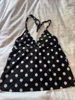 Black and White Polka Dot Halter Tank Top